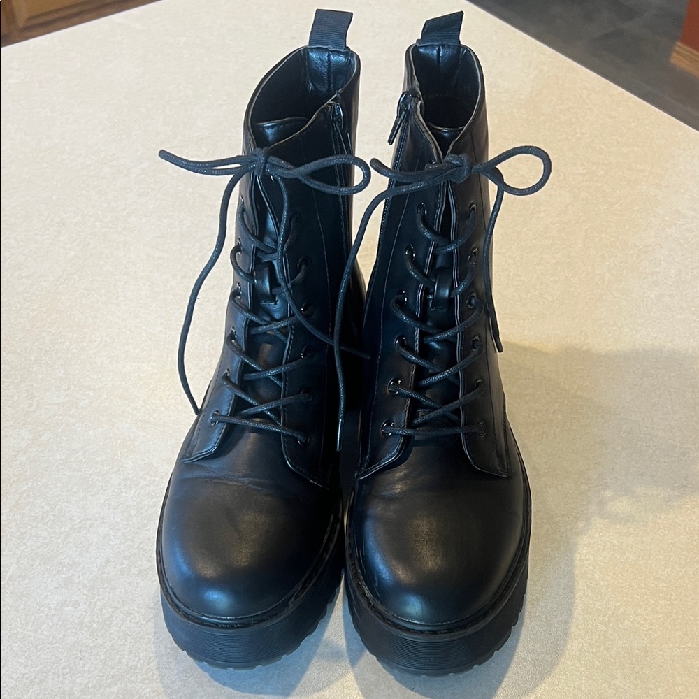 Madden Girl Black Combat Boots